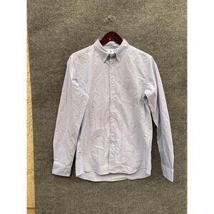 Uniqlo Shirt Mens Medium Blue Button Down Slim Fit Oxford Long Sleeve Casual